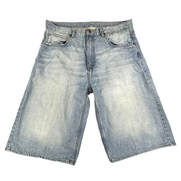G Unit Jean Shorts Distressed Light Wash Men's 37 Jorts Y2K Baggy Skater Wide Le - Picture 1 of 10